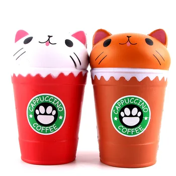Nové Cappuccino Šálku Kávy Prebiť Relaxačná Kawaii Squishies Pomaly Rastúce Jumbo Voňajúce Mačka Zábavné Hračky Pre Deti, chlapca a Dievča