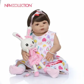 NPKCOLLECTION 56 CM novorodenca bebe reborn bábiky baby doll v opálenie pokožky celého tela silikónové Vaňa hračky bábiky Vianoce Gfit