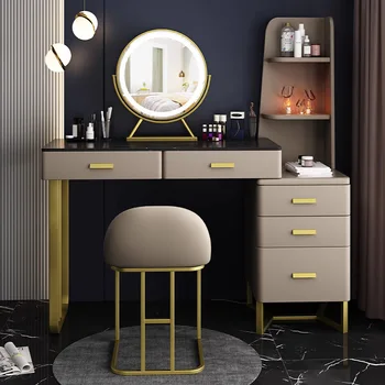 Toaletný stolík s kabinetu a nastaviteľná veľkosť spálne taliansky ľahké luxusné rock rada masívneho dreva Napa kože toaletný stolík,