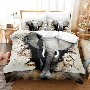 Slon Zviera 3D Perinu posteľná bielizeň Nastaviť Polyester obliečky na Vankúše Deka Kryt Domova Darček Single Double Twin Kráľ, Kráľovná