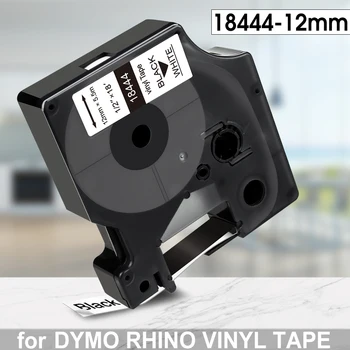 18444 pre Dymo D1 12 mm Vinyl 5m Označenie Páska Čierna na Bielej Kompatibilné Dymo Rhino 5200 Tlačiareň 6000 4200 5000 Označovanie Stroj