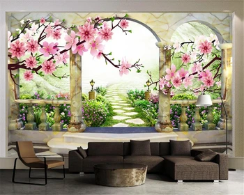 Beibehang 3D Tapeta Peach Blossom Krajiny Európskej Záhrada Pozadie Obývacia Izba, Spálňa, TV nástennú maľbu, tapety na steny, 3 d