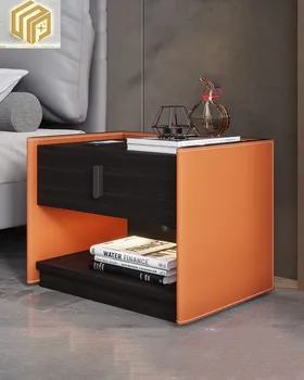 Obývacia izba sedlo kožené nočný stolík, moderné a jednoduché spálňa multifunkčná skrinka na odkladanie vecí, inteligentný bezdrôtový