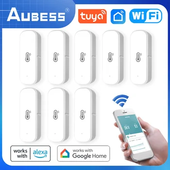 Aubess Tuya Smart WiFi Teplota A Vlhkosť, Senzor Krytý Kontrola Monitorovania Vlhkomer Pracuje S Alexa Google Smart Home