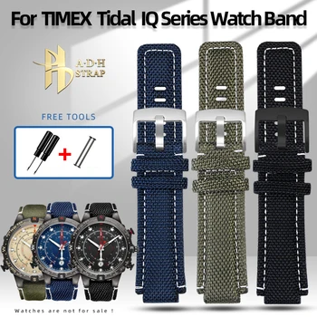 Nylonovej WatchBand Priedušná Cowhide Dno vhodné pre Timex Prílivu IQ Série T2N720 721 TW2T76500 76300 Sledovať Kapela 16 mm