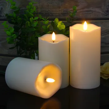 LED Svetlo Sviečky, Flameless Sviečka Tealight Batérie Plastové Pilier Blikanie sviečkach pre Domáce Party Dekor 3pc