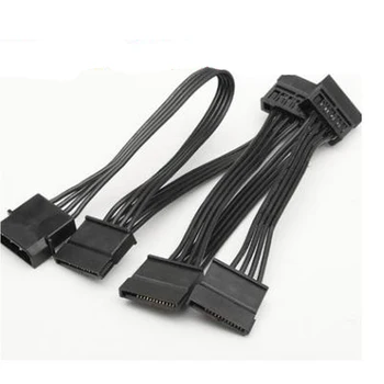 Molex 4pin IDE 1 až 5 SATA 15 kolíkový Pevný Disk Napájací zdroj Splitter Kábel Kábel pre DIY PC Sever 4-pin na 15-pin Power 60 CM