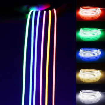 12V Vysoké Svetlé FOB Jednu Farbu COB LED Pás Svetla Flexibilné 5MM PCB Šírka Super Tenký Neon Pásky Pre Kuchynské Skrinky Izba Dekor