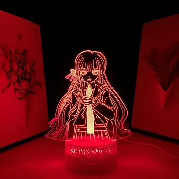Kyoko Kirigiri Anime Danganronpa LED Nočné Svetlo Diaľkové Ovládanie, 16 Farieb Lampa pre Spálne Dekorácie Dieťa Darček Akrylových 3D Lampa