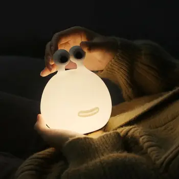 Roztomilé Mäkké Slug Tvar Nočné Svetlo s Dotyk Ovládanie USB Nabíjateľné Ploche Baby Deti Silikónové LED Lampa Domov Spálňa Detská Izba