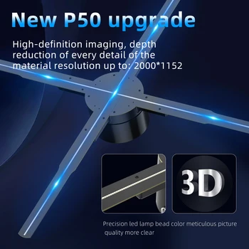 Najnovšie Upgrede P50 3D Holografické Projektor Ventilátor Podporuje Wifi Bluetooth Audio 3D Reklama Osvetlenie Displeja Holografický Projektor