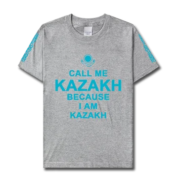 Kazašský KAZ etnické prvky Kazachstan mens t tričko tees značiek-Krátke rukávy bežné biela bavlna stretnutie mužov letné oblečenie