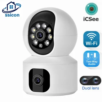 ICSee Duálny Objektív WIFI Kamera 4MP Krytý CCTV Ľudských Zisťovanie Zabezpečenia Ochrany Speed Dome Bezdrôtový MINI PTZ Kamery