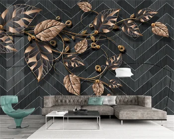 Nordic moderný minimalistický kvetu rastlín black gold leaf svetlo luxusná obývacia izba, spálňa, TV joj, steny foto nástenná maľba tapety
