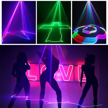 RGB Lúč Projektora Disco Laserové Svetlo Strany nočný klub Bar, Karaoke Svetlá Fáze Osvetlenie Večer Show Hru Soundlights 3D Farebné