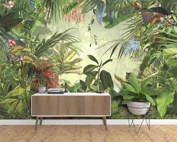 Vlastné dekoratívne abstraktných de parede 3d tapeta Ručne maľované dažďového pralesa skorocel tiger papagáj detskej izbe tapety