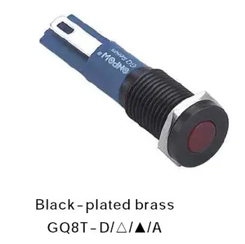 ONPOW 8 mm Ploché Dot LED svetelné Black á mosadz signalizačná kontrolka, indikátor svetla, svetelný indikátor (GQ8T-D/R/6V/A) CE,RoHS