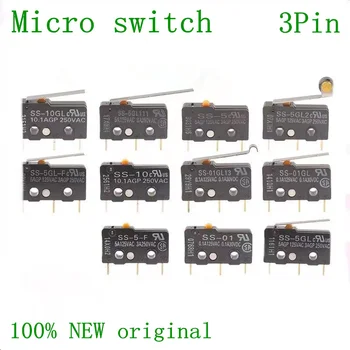 50PCS Limit Micro switch Tri Rovné Nohy Myši, Bočné Tlačidlo Momentálne Micro Limitný Spínač SS-5 SS-5GL SS-5GL2 SS-5GL13