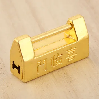 Vintage Nábytok, Dekoratívne Visiaci zámok, Starožitné Čínsky Starý Zámok S Kľúčom pre Drevené Prípade Šperky Darčeka Retro Zlato 34*18*10 mm