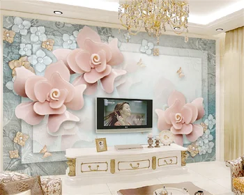 Európska luxusné módne ružová 3d troch-dimenzionální kvet, luxusná obývacia izba, spálňa, TV joj, steny domov nástenné dekorácie