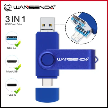 WANSENDA 32 GB, Typ C, USB Flash Disk MicroUSB 3.0 Memory Stick 512 gb diskom 128 gb kapacitou 256 GB 64 GB pre SmartPhone/PC vysokorýchlostné kl ' úč