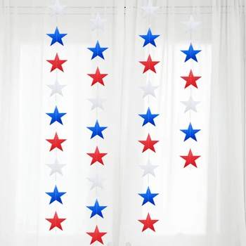 4m Červená Biela Modrá Hviezda Bannery Americký Deň Nezávislosti Papier Visí Bunting Garland pre USA 4. júla Strany DIY Dekorácie