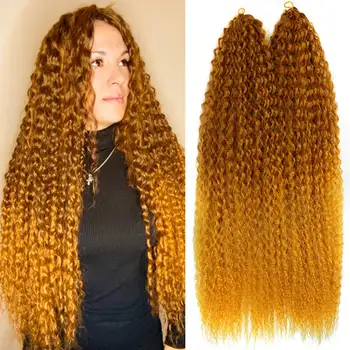 30 Palec Syntetické Kinky Afro Kučeravé Háčkovanie Pletenie Vlasy Mäkké Ombre Pletenie Predlžovanie Vlasov Slienité Vlasy Pre Ženy