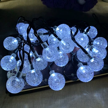 Led Reťazec Ľahké Nepremokavé Garland Vianočné 6M 30LEDs Crystal Ball Solárny Rozprávkových Svetiel String Vonkajšie Záhradné Dekorácie