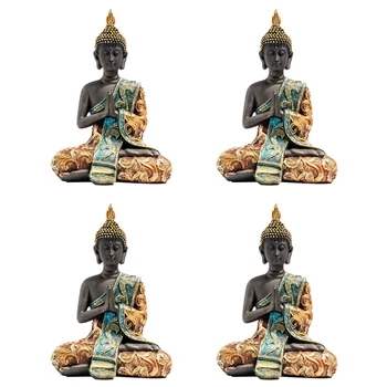 4X Sochu Budhu v Thajsku Socha Živice Ručné Budhizmus Hinduistickej Feng Shui Figúrka Meditácie Domova Ornament