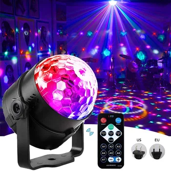 Aktivované zvukom Rotujúce Magic Ball Strobo Disco Stage Svetlo 3W RGB Laser Projektor Lampa DJ Party Svetlo pre Domáce KTV Bar Vianoce