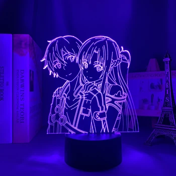 Anime 3d Lampa Sword Art Online Obrázok pre Spálňa Decor Nočného Darček k Narodeninám Drop Shipping Izba Led Nočné Svetlo Manga, SAO