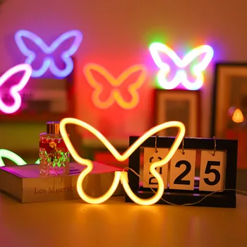 LED Motýľ Tvar Neónový nápis na Stene Domov Spálňa Party Dekorácie Neónové Lampy Deti Narodeniny Grils Dovolenku Dar Neon Nočné Svetlo
