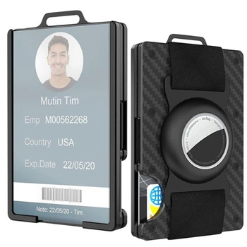 New Metal Mužov Peňaženka pre Airtags Tracker Transparentné Okno ID Odznak Klip Uhlíkových Vlákien RFID Štít Úverová Banka ID Držiteľa Karty