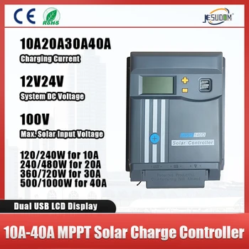 Solárny Panel Batérie Regulátor 10A 20A 30A 40A MPPT 12V/24V Dual USB, LCD Displej s WIFI Protipovodňovej GÉL LifePo4 alebo Lítium -