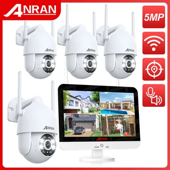 ANRAN 5MP 13-Palcový CCTV kamerový Systém Dohľadu IP Bezdrôtový 8CH NVR Nastaviť 2,4 Ghz Wifi Audio Security Kit Plné Farby Nočné Videnie