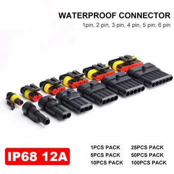 2 pin 1/2/3/4/5/6 pin Super tesnenie Nepremokavé Elektrického Drôtu Konektor Konektor pre auto nepremokavé konektor 12A IP68