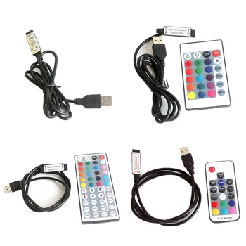 5V USB RGB LED Controller Stmievač RF Wireless Mini Diaľkové ovládanie pre 3528 5050 RGB Led Pásy pásky osvetlenie 5-24V