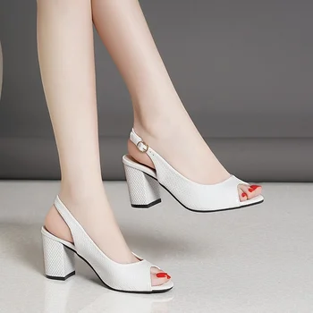 Topánky pre Ženy vysokej kvality jednofarebné dámske Sandále lete ryby úst dámske topánky Pracky topánky dámske Vysoké podpätky sandále