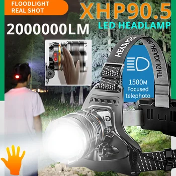 2000000LM LED Svetlomet Senzor Svetlometu XHP90.5 USB Nabíjateľné Vedúci svetlo Pochodeň, Svetlo, Zoom Svietidla Baterka Podľa 18650 Batérie