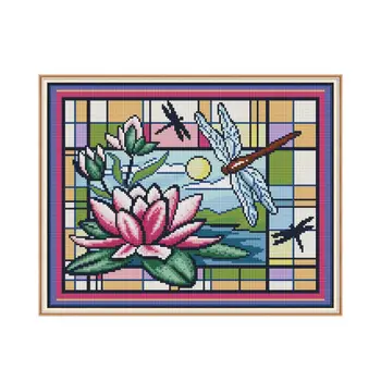 Dragonfly a lotus Diamond maľovanie cross stitch súprava Štvorcových Kolo Vŕtať šitie, vyšívanie HOBBY ručné vyšívanie
