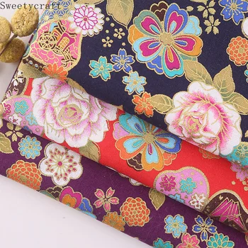 Japonskom štýle Kimono 100% bavlnenej tkaniny Bronzový tlač cheongsam handričku pre Vak Šaty Patchwork Domov textilného materiálu 150*100 cm