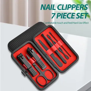 Domov Nail Clipper 7piece Nastaviť Veľké Otvorenie Manikúra Nástroj Unisex Mini Kompaktná Darček Obočie Klip Kliešte