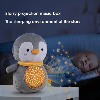 [Zábavné] Penguin mýval bábika LED Svetlo a hudba Upokojujúci Bábiku baby Hračky na Spanie bábika plyšový batoľa hračky narodeniny darček pre deti