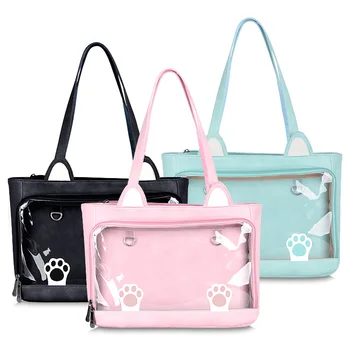 Nové Cosplay Japonský PU Cute Cat ItaBag Lolita Transparentné Jelly Jasne Ramenný BagHandbag Bookbag program Messenger Tašky Lady