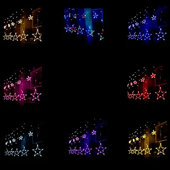 Okno Opony 138 LED Svetlá String 12 Hviezd EÚ Plug 8 Blikajúce Módy Spálňa O G2AB
