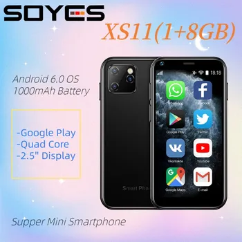 Super Roztomilý Mini Mobilný Telefón SOYES XS11 Android 6.0 3G Sieť WCDMA 2.5 Palcový Smartphone Dual Sim Podpora WIFI Google Quad Core
