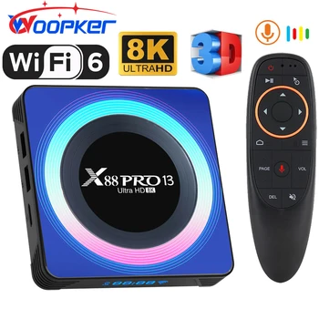 Woopker Smart TV Box Android 13.0 X88 Pro 13 Google Voice Asistent Media Player 8K HD WiFi6 RK3528 Bluetooth5.0 Set-Top-Box