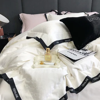 Luxusné Žakárové posteľná bielizeň nastaviť prestieradlá súpravy 100 bavlna king size Perinu Nastaviť obliečky na Vankúše