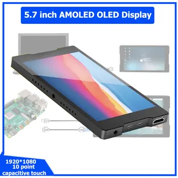 Nové 5.7 palcový 1920*1080 AMOLED OLED Monitor 1080P PocketLCD Kapacitný Dotykový Displej Kompatibilný s HDMI USB Typ-C