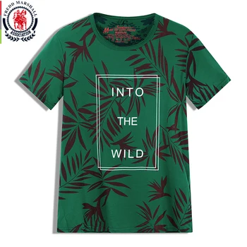 Fredd Marshall 2020 Nové Palmových Listov Tlač T-Shirt Mužov 100% Bavlna Bežné Krátke Bočné Zip Split O-Neck T Shirt Muž Top 361